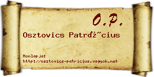 Osztovics Patrícius névjegykártya